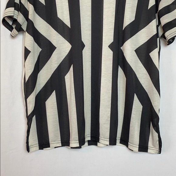 H&M | Sheer Geometric Striped Cream Black Top - Picture 2 of 8